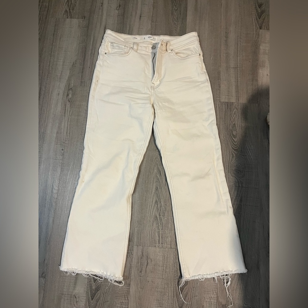 MNG DENIM- Fringe hem,  Creme Jeans